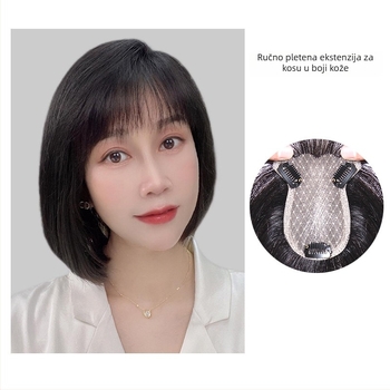 Perika od pravih ljudskih vlasi, ručno tkana, ravne vlasi, može se obojiti