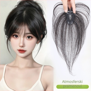 Dio kosa za žene s prirodnom linijom čela i vrhom, lagan i tanak, puna ljudska kosa, ravna, ručno tkana, može se bojiti i uvijati
