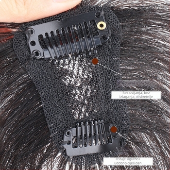 Dio kosa za žene s prirodnom linijom čela i vrhom, lagan i tanak, puna ljudska kosa, ravna, ručno tkana, može se bojiti i uvijati