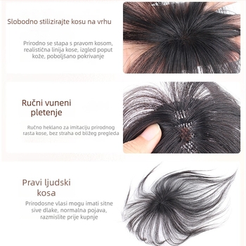 Dio kosa za žene s prirodnom linijom čela i vrhom, lagan i tanak, puna ljudska kosa, ravna, ručno tkana, može se bojiti i uvijati