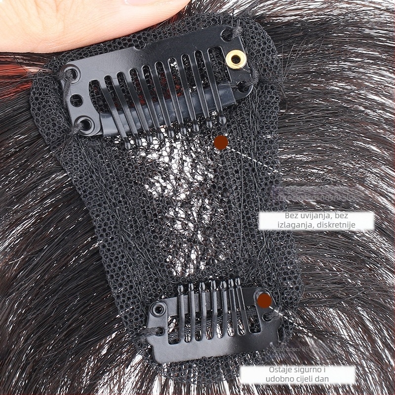 Dio kosa za žene s prirodnom linijom čela i vrhom, lagan i tanak, puna ljudska kosa, ravna, ručno tkana, može se bojiti i uvijati