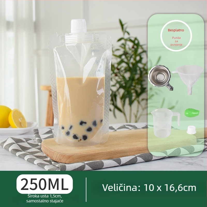 Jednokratna vrećica za napitke s nagibnim otvorom za napitke s mliječnim čajem, mlijekom od soje i želeom — dnevna proizvodnja 500 000; marka Cantonese