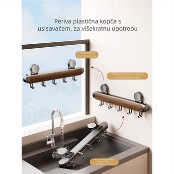 Držač ručnika sa usisnom čašicom, izvlačiv, bez bušenja, od aluminijske legure i ABS