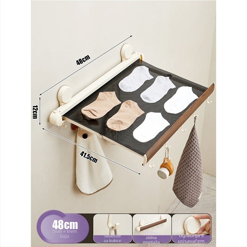 Držač ručnika sa usisnom čašicom, izvlačiv, bez bušenja, od aluminijske legure i ABS