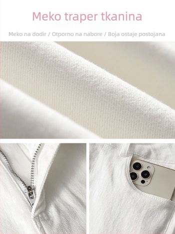 Traperice s kliznim krojem, visokim pojasom, fleece podstava, pamuk denim 70-80%