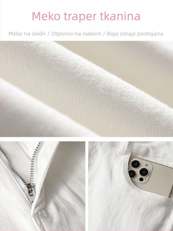 Traperice s kliznim krojem, visokim pojasom, fleece podstava, pamuk denim 70-80%