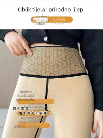 Šarkastične stilizirane leggings s visokim strukom i prednjom džepom, tople i vrlo elastične - najlon/spandeks (70–80% najlona, <30% spandeksa), jesen 2024