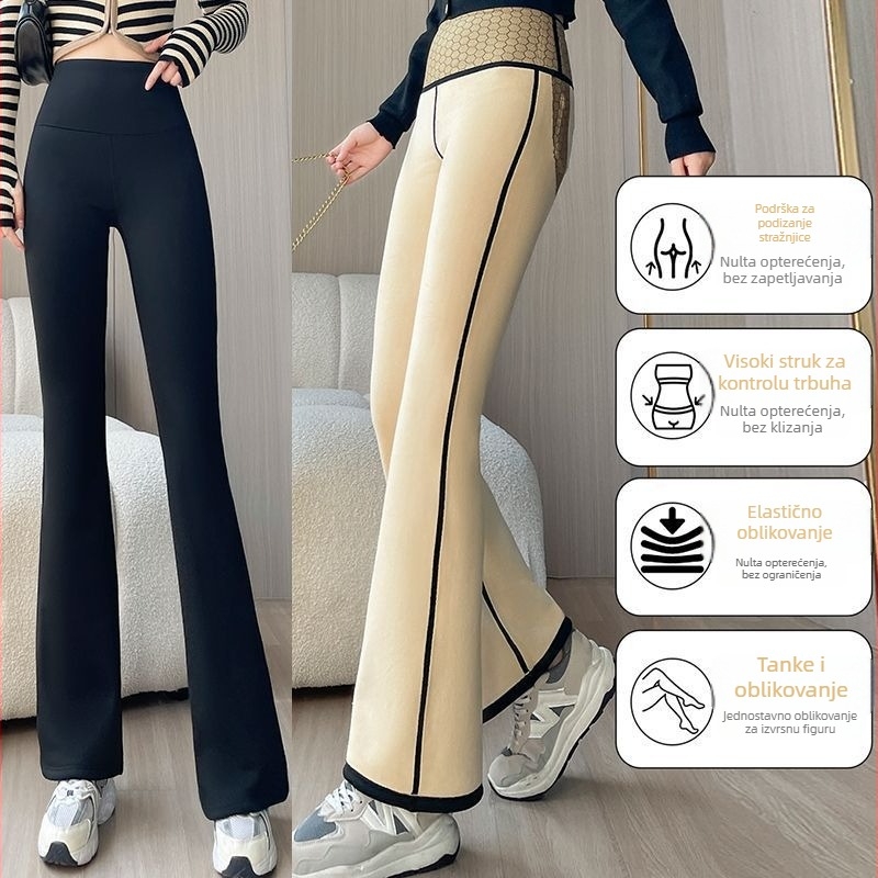 Šarkastične stilizirane leggings s visokim strukom i prednjom džepom, tople i vrlo elastične - najlon/spandeks (70–80% najlona, <30% spandeksa), jesen 2024