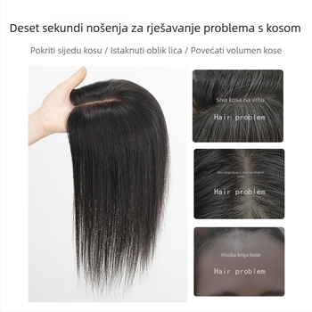 Dodatak za vrh glave (Mreža Nr.3; potpuno ručno tkan; ljudska kosa; ravna; prozračna; može se obojiti)