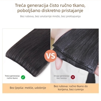Dio od pravih vlasi za proširenje kose, Edge-Wrapped, ručno tkan, ravno, bojanje i trajno