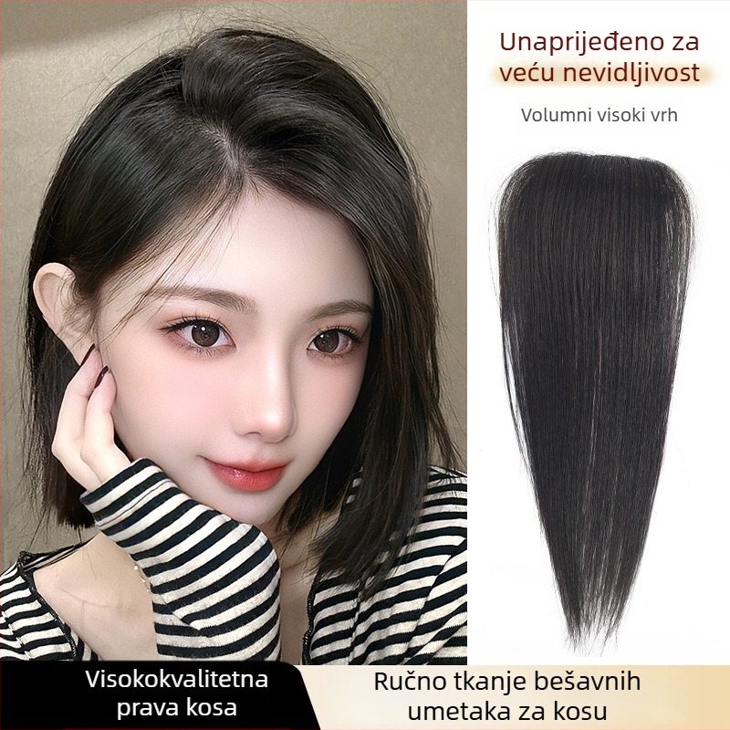 Ručni tkani dodatak za kosu od pravih vlasi, ravna kosa, pogodna za bojanje i trajnu