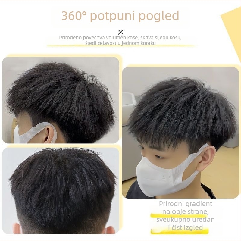 Muška perika, Morgan stil, korejski izgled, ljudska kosa, volumen, pogodna za bojanje i trajnu