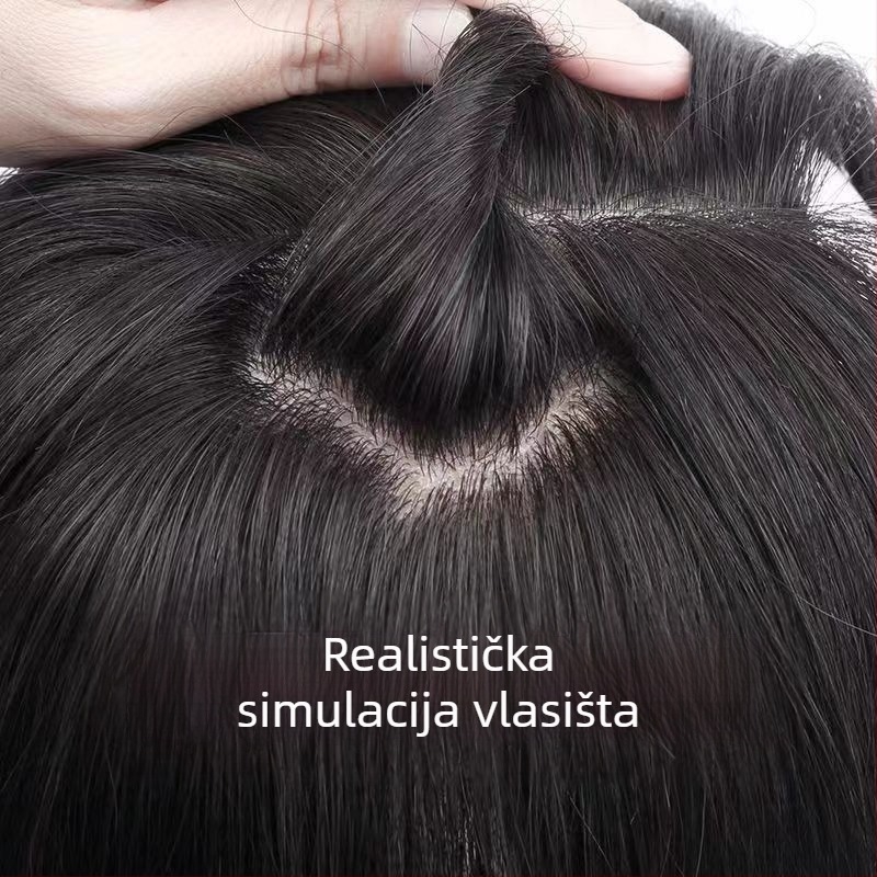 Topper za kosu za žene s pravim kosom, ravna kosa za volumen i prekrivanje sijede, model Acupuncture 10x12, može se obojiti