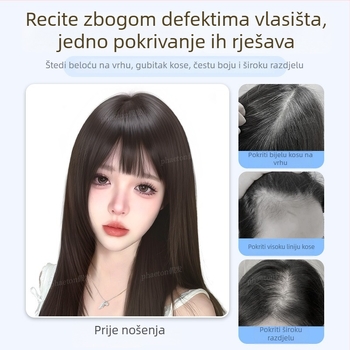 Dio perike s mrežastom osnovom za žene, ravne kose, ljudska kosa, mehanička obrada