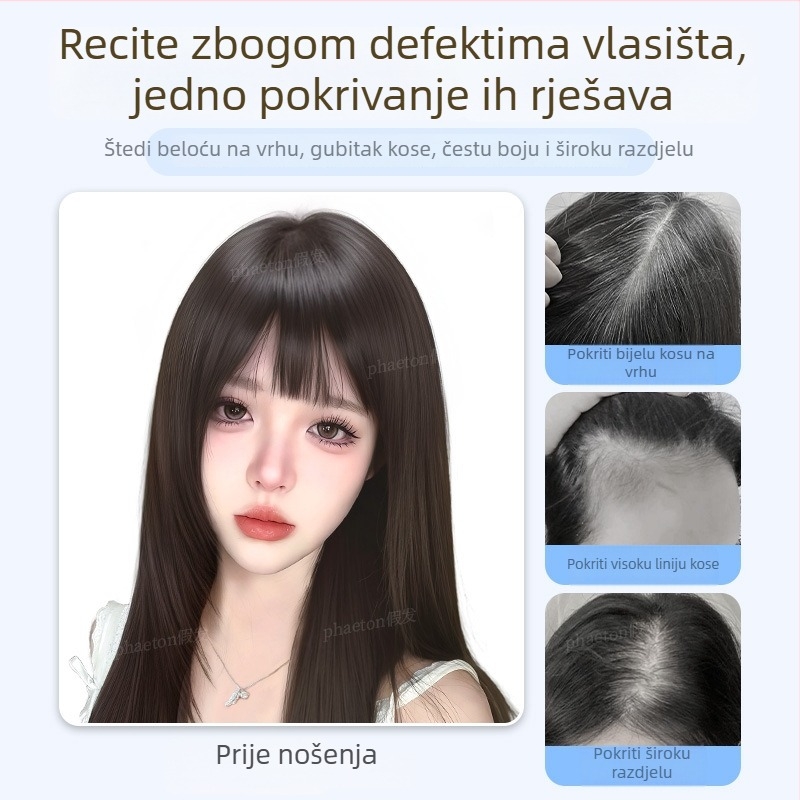 Dio perike s mrežastom osnovom za žene, ravne kose, ljudska kosa, mehanička obrada