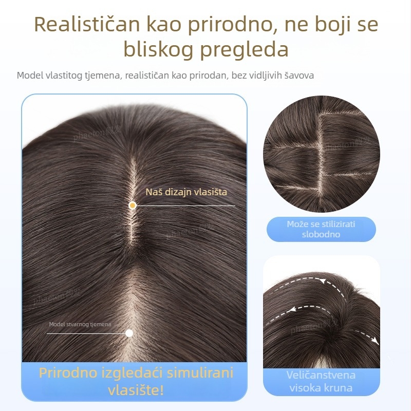 Dio perike s mrežastom osnovom za žene, ravne kose, ljudska kosa, mehanička obrada