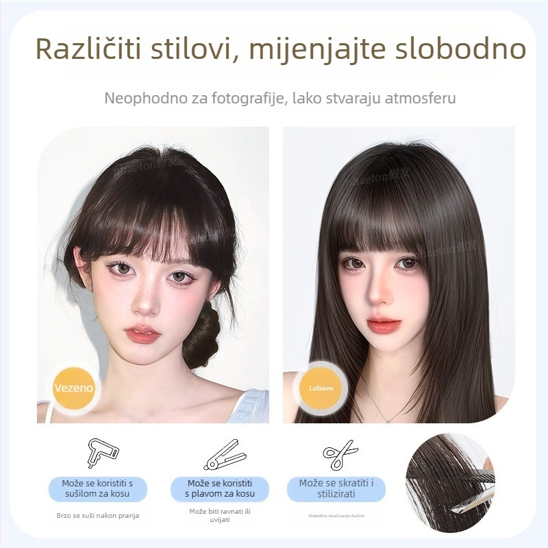 Dio perike s mrežastom osnovom za žene, ravne kose, ljudska kosa, mehanička obrada