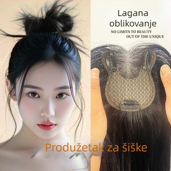 Dodatak od pravih ljudskih vlasi za vrh glave, ravne dlake, ručno tkan, može se obojiti
