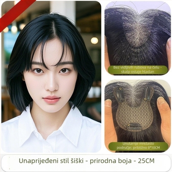 Dodatak od pravih ljudskih vlasi za vrh glave, ravne dlake, ručno tkan, može se obojiti