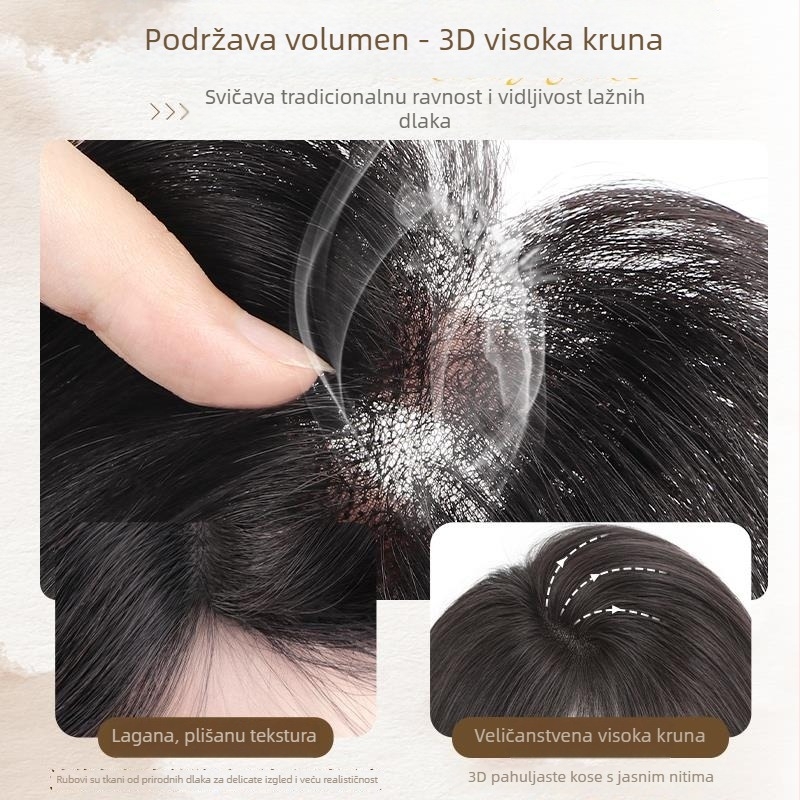 Perika za žene s prirodnom linijom kose, lagana fringe, ravne kose, model F306, polu ručna izrada, fringe tipa Qi, povećava volumen kose i skriva gubitak kose