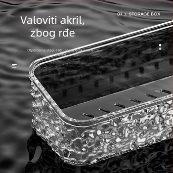 Zexi polica za kupaonicu s uzorkom ledenog glečera, akrilna, zidna, bez bušenja, nosivost 10-15 kg