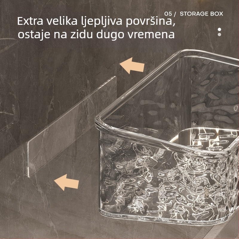 Zexi polica za kupaonicu s uzorkom ledenog glečera, akrilna, zidna, bez bušenja, nosivost 10-15 kg