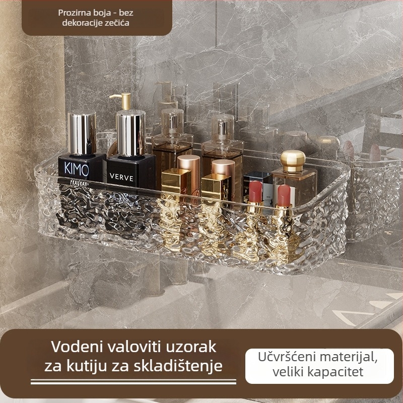 Zexi polica za kupaonicu s uzorkom ledenog glečera, akrilna, zidna, bez bušenja, nosivost 10-15 kg