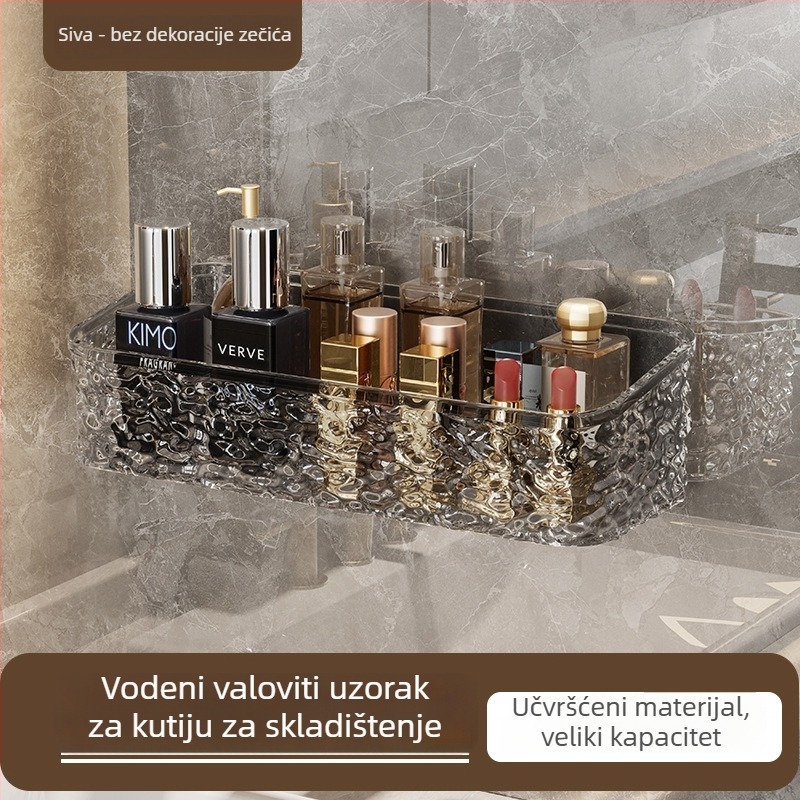 Zexi polica za kupaonicu s uzorkom ledenog glečera, akrilna, zidna, bez bušenja, nosivost 10-15 kg