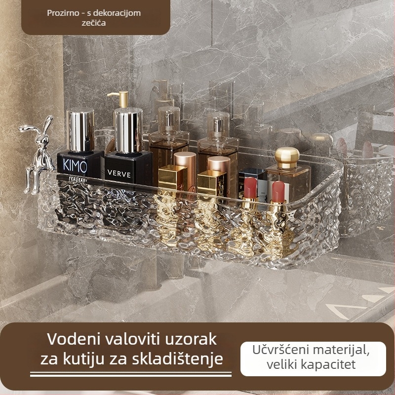 Zexi polica za kupaonicu s uzorkom ledenog glečera, akrilna, zidna, bez bušenja, nosivost 10-15 kg
