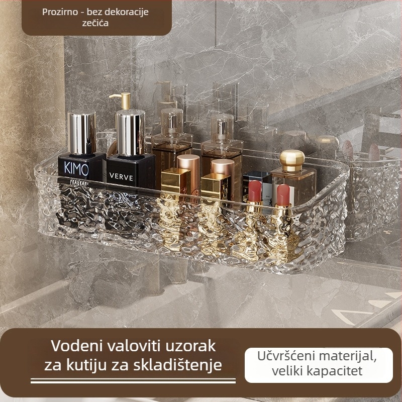 Zexi polica za kupaonicu s uzorkom ledenog glečera, akrilna, zidna, bez bušenja, nosivost 10-15 kg