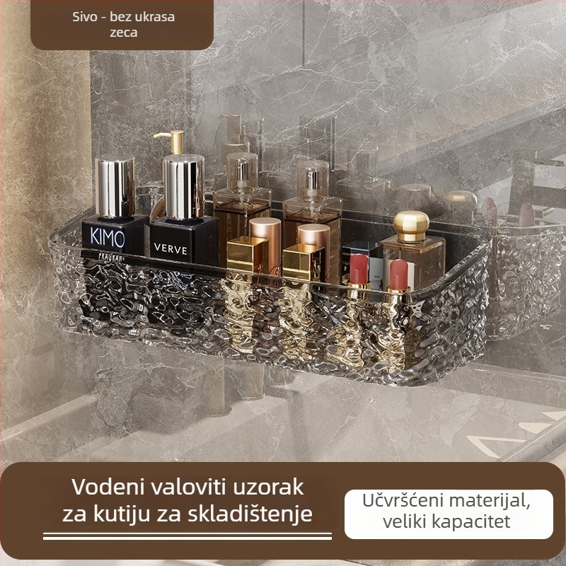 Zexi polica za kupaonicu s uzorkom ledenog glečera, akrilna, zidna, bez bušenja, nosivost 10-15 kg