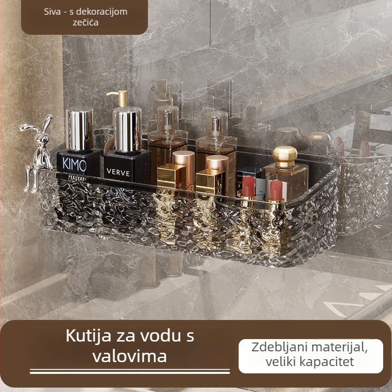 Zexi polica za kupaonicu s uzorkom ledenog glečera, akrilna, zidna, bez bušenja, nosivost 10-15 kg