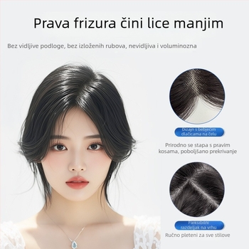 Puni gornji dio perike za gušću krunu, bešivni, lagani i prozračni, ručno pleteni od pravih vlasi, prirodni izgled, pogodno za žene