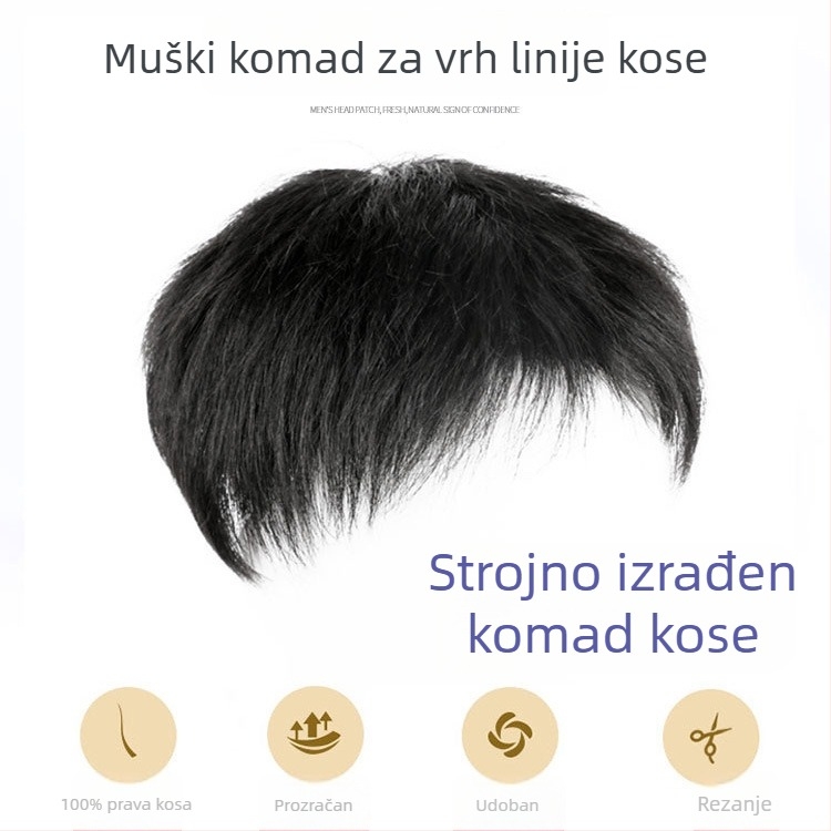Muška perika s mehanizmom FK15 – prirodna ljudska kosa, ravna, komadić kose, može se obojiti