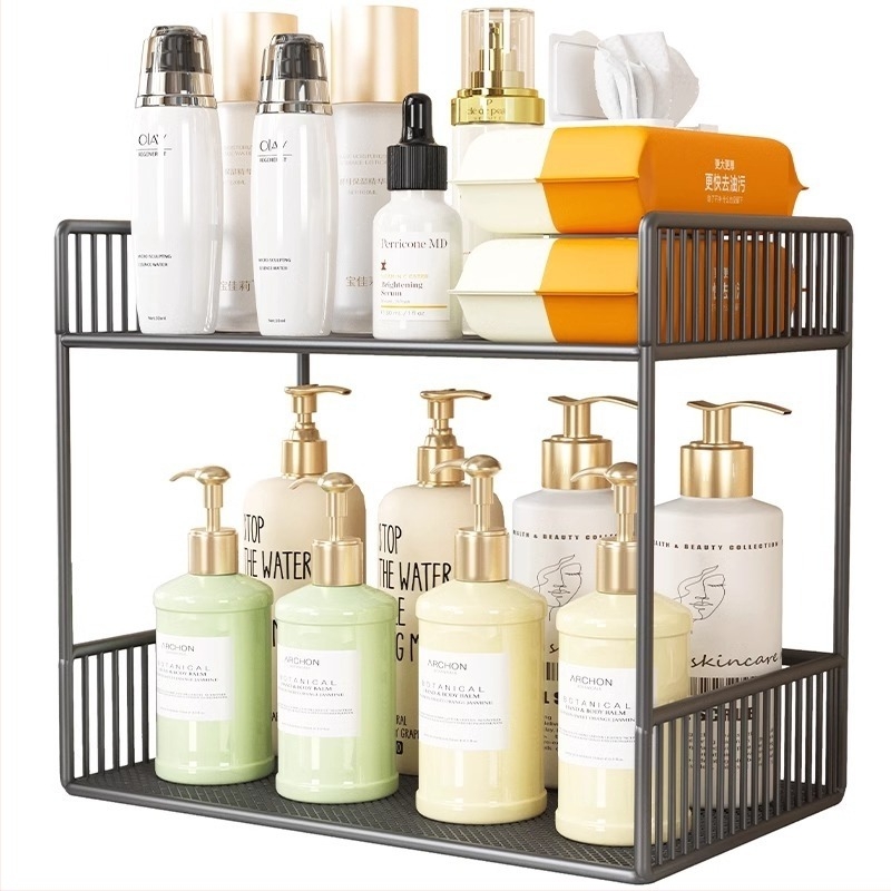Regal za kupaonicu i WC, metalni, moderni minimalistički dizajn, 2-3 razine, držač čaša, marka Evesigar, model 758465210757