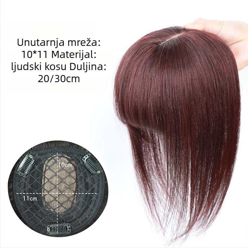 Vrhunski dio perike od ljudske kose, ravno, dijamantna mreža 10×11, mehanička obrada, može se bojiti ili ispraviti