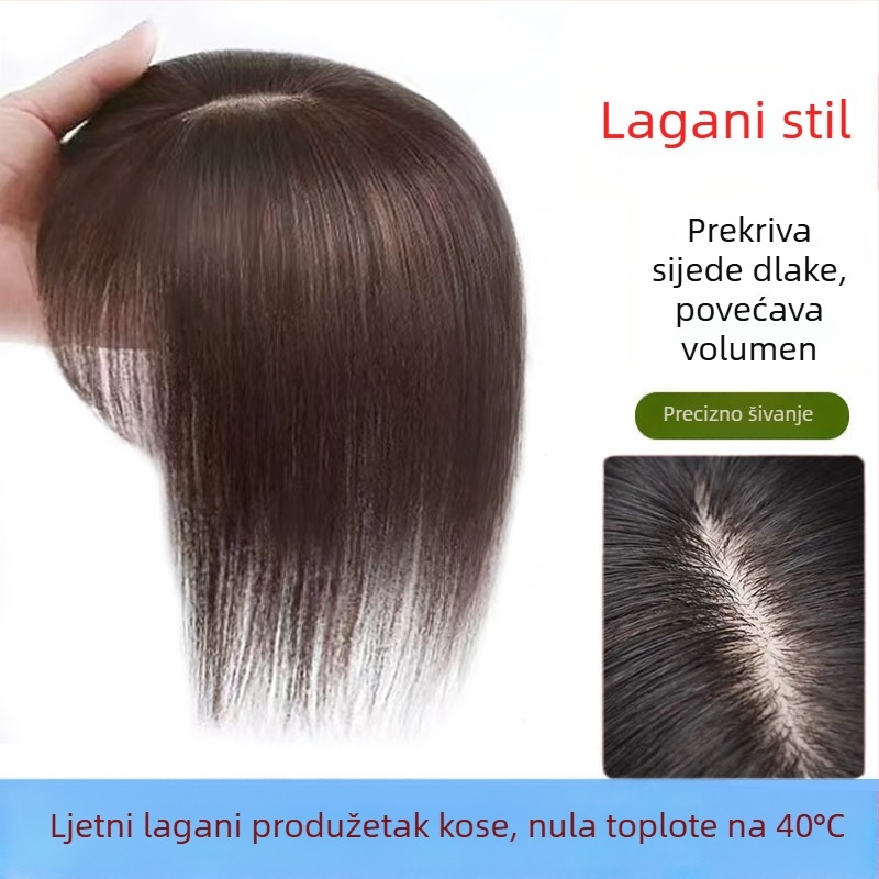 Vrhunski dio perike od ljudske kose, ravno, dijamantna mreža 10×11, mehanička obrada, može se bojiti ili ispraviti