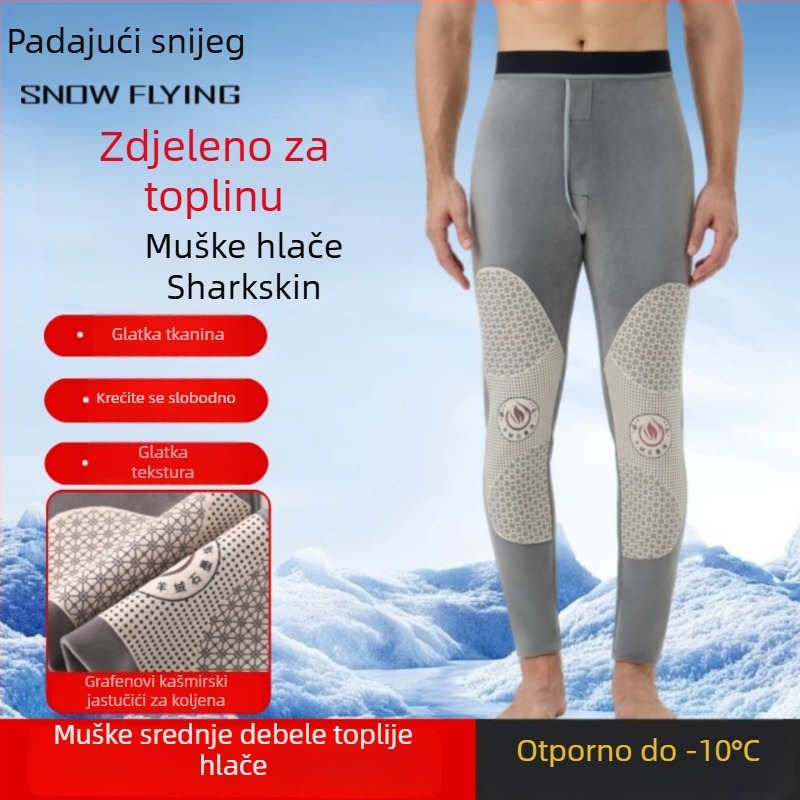 Muške termalne hlače, baršunasta podstava, akrilna vlakna, izuzetno debele 501–600 g/m², tri četvrtine duljine, jednostruki sloj