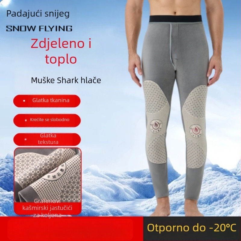 Muške termalne hlače, baršunasta podstava, akrilna vlakna, izuzetno debele 501–600 g/m², tri četvrtine duljine, jednostruki sloj