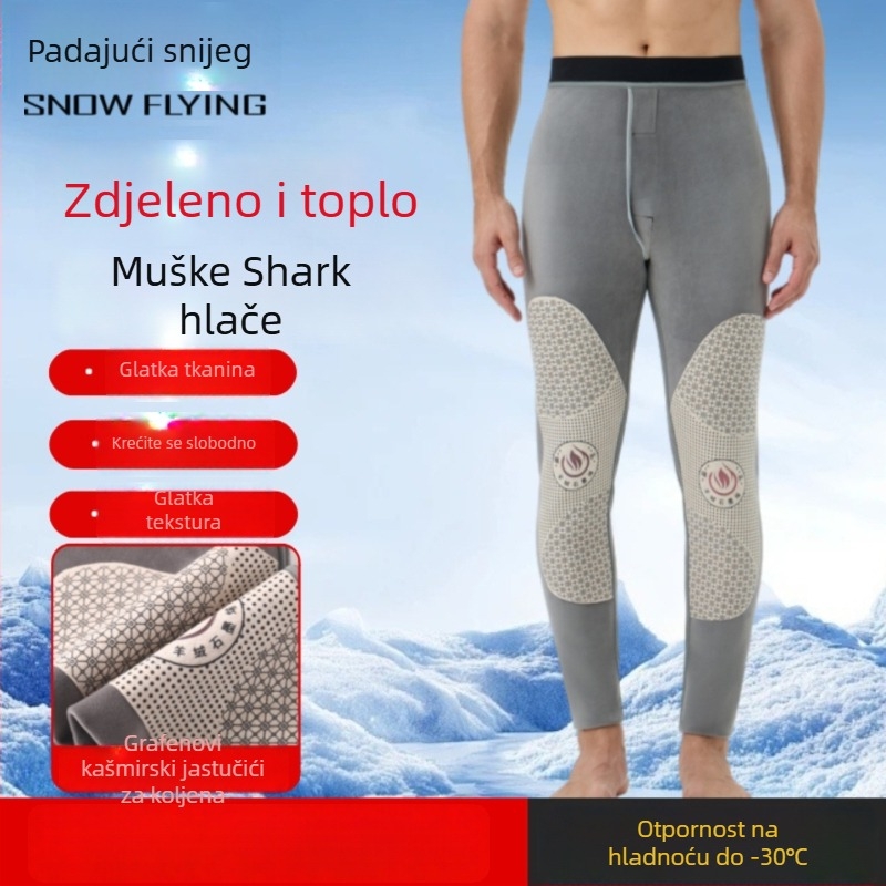 Muške termalne hlače, baršunasta podstava, akrilna vlakna, izuzetno debele 501–600 g/m², tri četvrtine duljine, jednostruki sloj