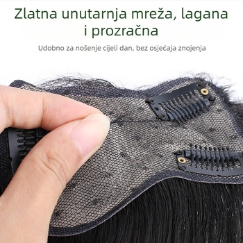Paruka od prirodne kose za pokrivanje sijede, ravna kosa, strojno šivano, može se bojati ili kovrčati