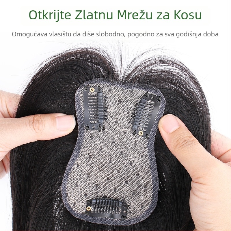 Paruka od prirodne kose za pokrivanje sijede, ravna kosa, strojno šivano, može se bojati ili kovrčati