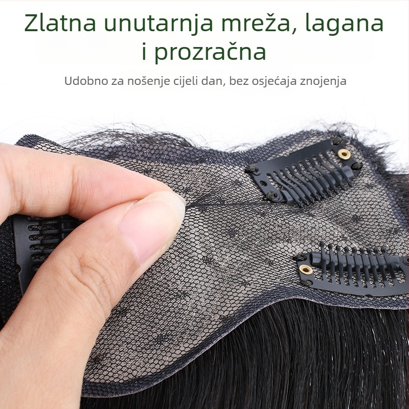 Paruka od prirodne kose za pokrivanje sijede, ravna kosa, strojno šivano, može se bojati ili kovrčati