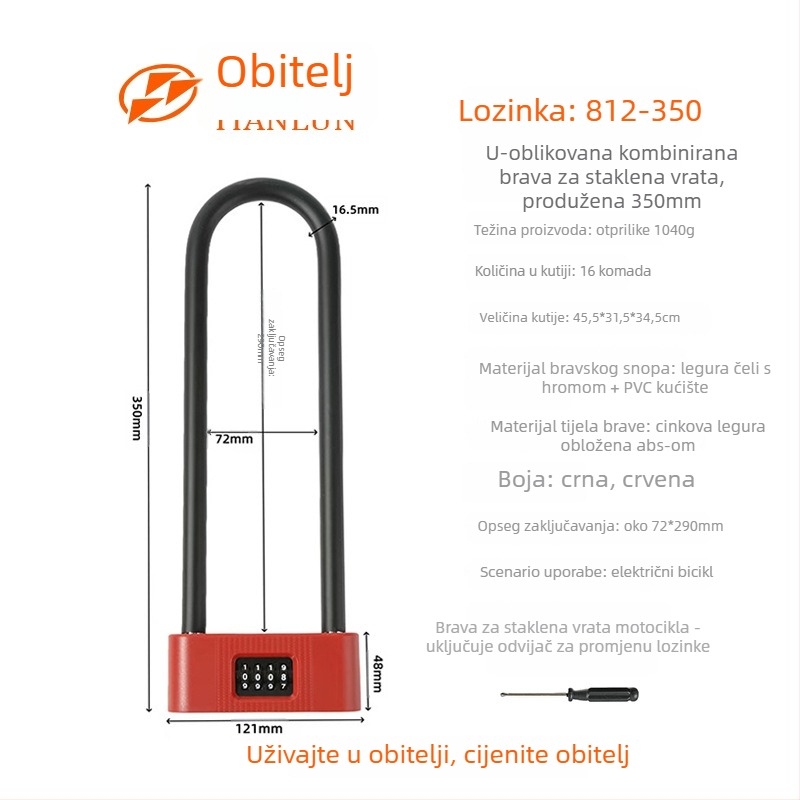 Staklena vrata zaključavanje s lozinkom, U‑oblik zaključavanje, okvir za dvostruka klizna vrata, otpornost na rezanje i krađu, sigurno i udobno.