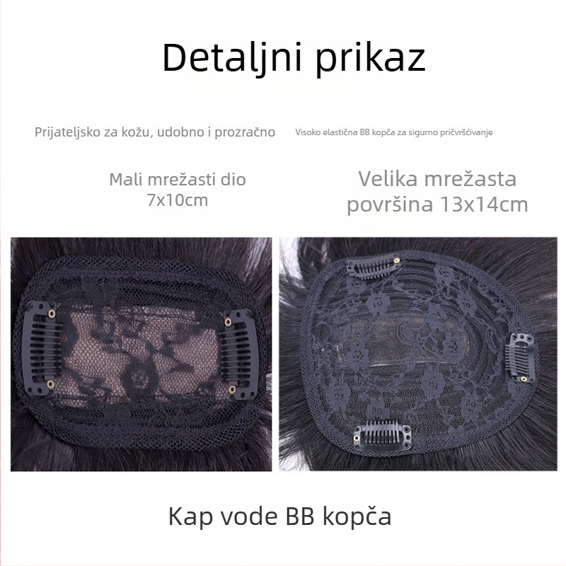 Topper za kosu za žene, ravni stil, 3D prozračne pramenove, mehanička obrada, može se bojati i trajno ispraviti