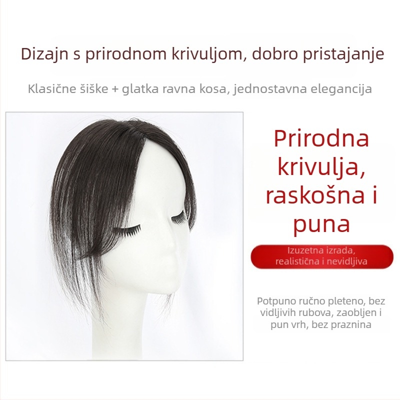 Dio perike za žene, ručno tkano od ljudske kose, ravne dlake, na vrh glave, može se obojiti