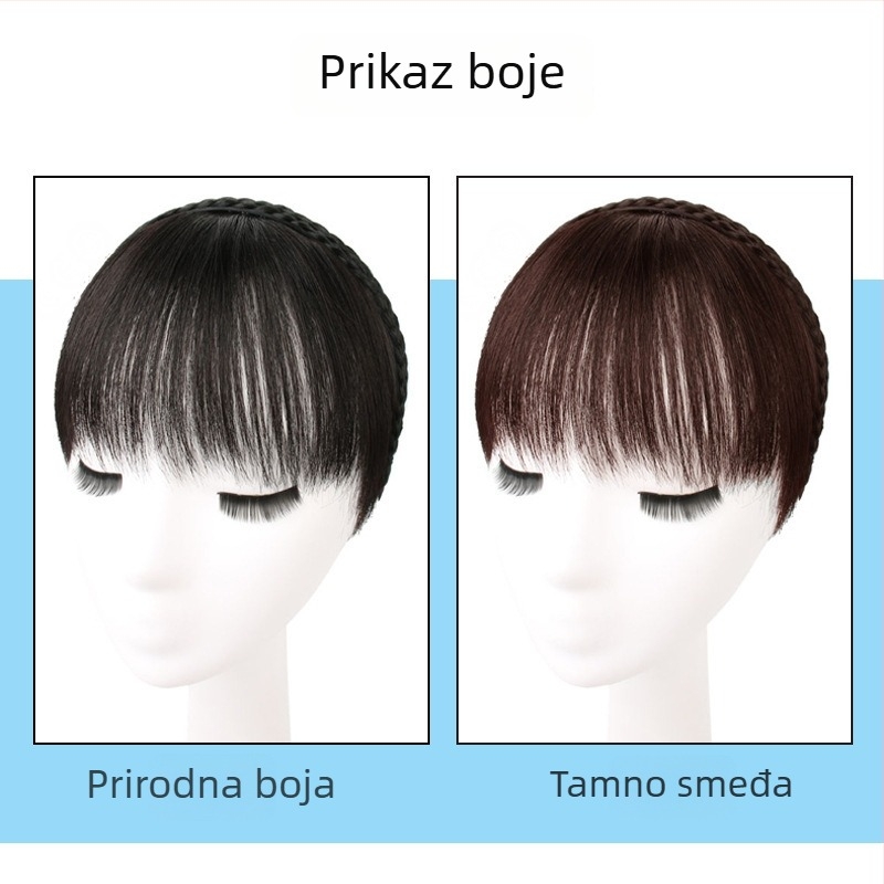 Perika s trakom za glavu i Qi šiške, jedinstveni komad kose s zavjesom za čelo i bočnim stranama, žica otporna na toplinu