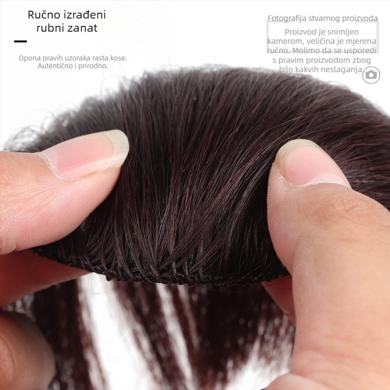 Perika s ravnom frizom Anime, od prave ljudske kose, ručno tkaná, lagana, može se obojiti