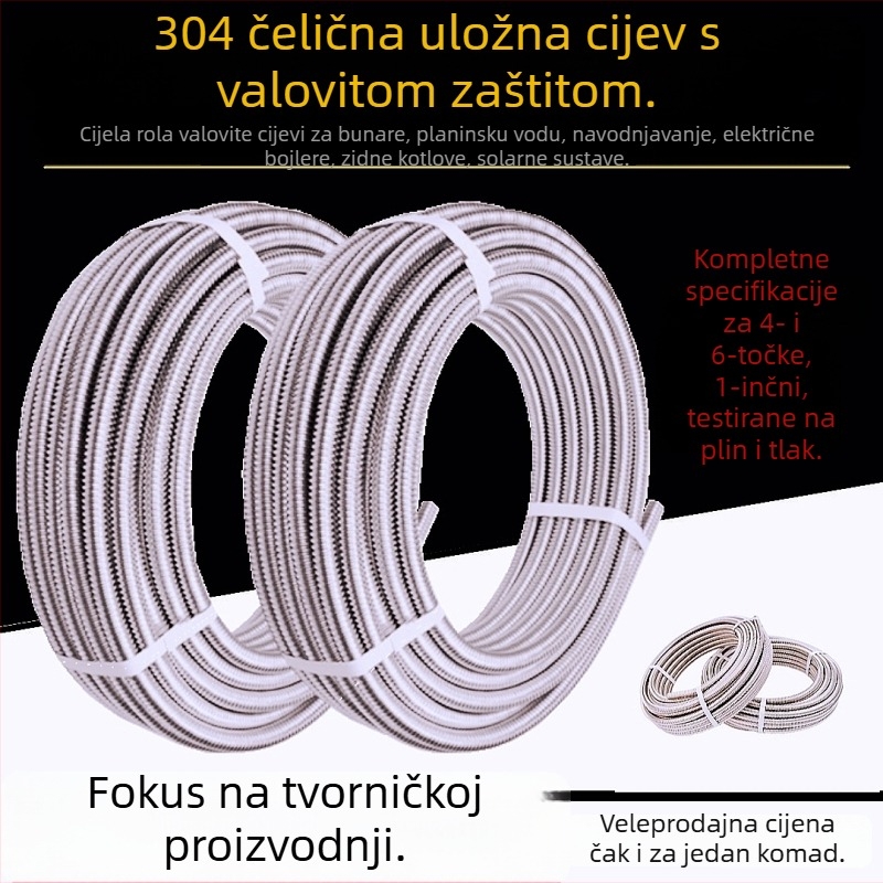 304 nehrđajući čelik kovitlana ulazna cijev s navojem za WC — topla i hladna voda; materijal: 304, nazivni tlak 0-20, radna temperatura 0-80°C