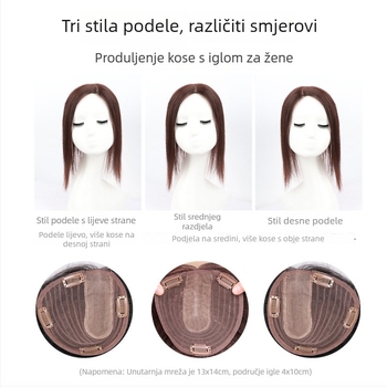 Dio perike od prirodnih vlasi za žene, ravne dlake, model J227-J228, može se obojati